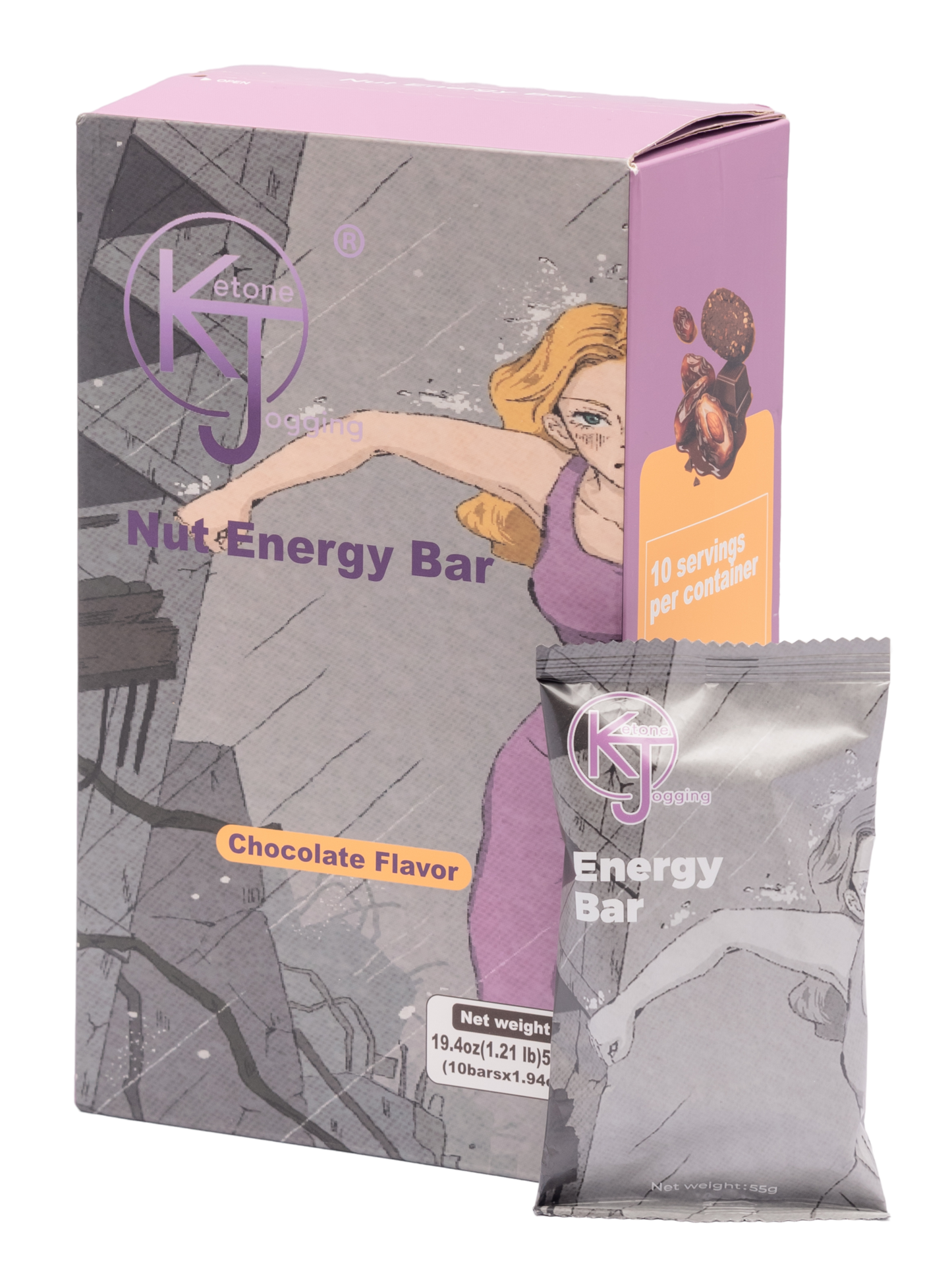 Ketone Jogging, Energy bar <chocolate>, 10x packs